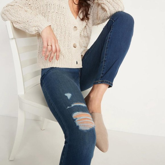 NWT Old Navy Mid-Rise Pop Icon Ripped Skinny Jeans for Women - Picture 3 of 7